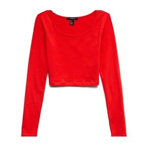 Spandex Long-Sleeve Crop Top